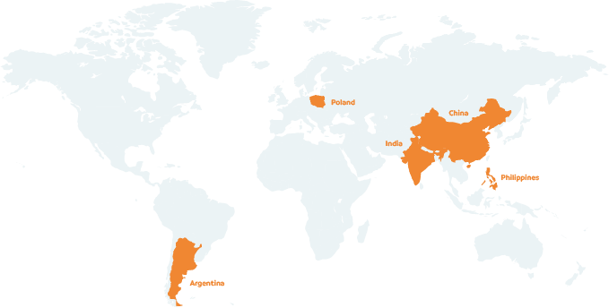 What are the top five countries for outsourcing software development?