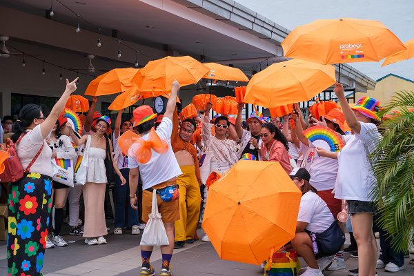 Orange umbrellas