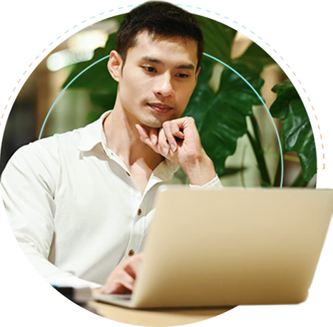 Outsourced software developer working on a laptop
